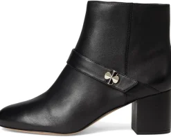 Spade Flower Smooth Leather Heeled Ankle Bootie