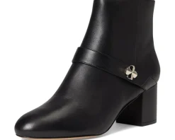 Spade Flower Smooth Leather Heeled Ankle Bootie