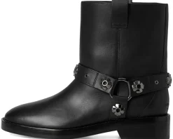 Spade Flower Stud Smooth Leather Moto Boots