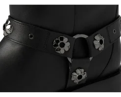 Spade Flower Stud Smooth Leather Moto Boots