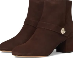 Spade Flower Suede Heeled Ankle Bootie