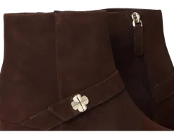 Spade Flower Suede Heeled Ankle Bootie