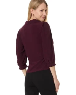 Split Neck 3/4 Sleeve Knit Top