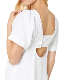 Square-Neck Mini Dress in 100% Linen