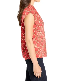 Squiggle Check Cap Sleeve Top
