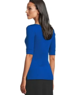 Stretch Cotton Boatneck Tee