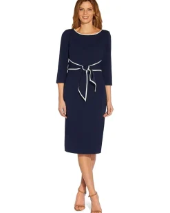 Stretch Crepe Tie Front Dress with Contrast Tipping
