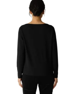 Stretch Jersey Knit Bateau Neck Long Sleeve Top