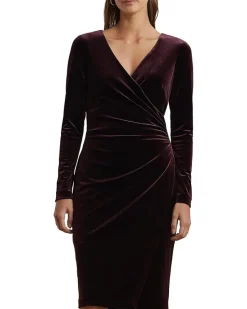 Stretch Velvet Surplice Dress