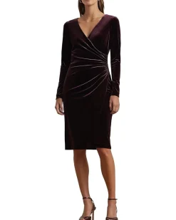 Stretch Velvet Surplice Dress