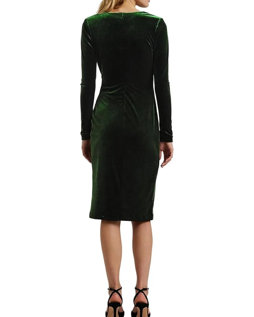 Stretch Velvet Surplice Dress