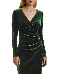 Stretch Velvet Surplice Dress