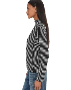 Stripe Coverstitch Turtleneck Drapey Ray