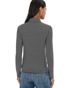 Stripe Coverstitch Turtleneck Drapey Ray