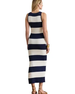 Striped Cotton-Blend Midi Tank Dress