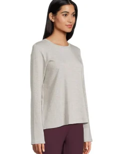 Striped Cozy Brushed Terry Crew Neck Top