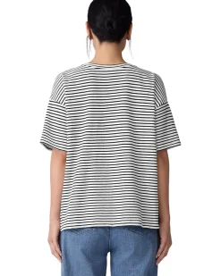 Striped Organic Cotton Slub Crew Neck Short Sleeve Box Top