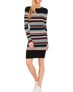 Striped Rib Long Sleeve Sweater Dress