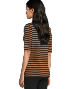 Striped Stretch Cotton Boatneck Tee