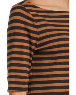 Striped Stretch Cotton Boatneck Tee