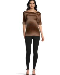 Striped Stretch Cotton Boatneck Tee