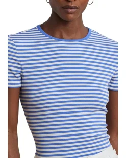 Striped Stretch Cotton Crewneck Tee