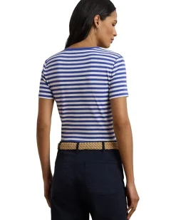 Striped Stretch Cotton Crewneck Tee