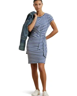 Striped Tie-front Jersey Dress