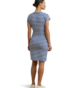 Striped Tie-front Jersey Dress