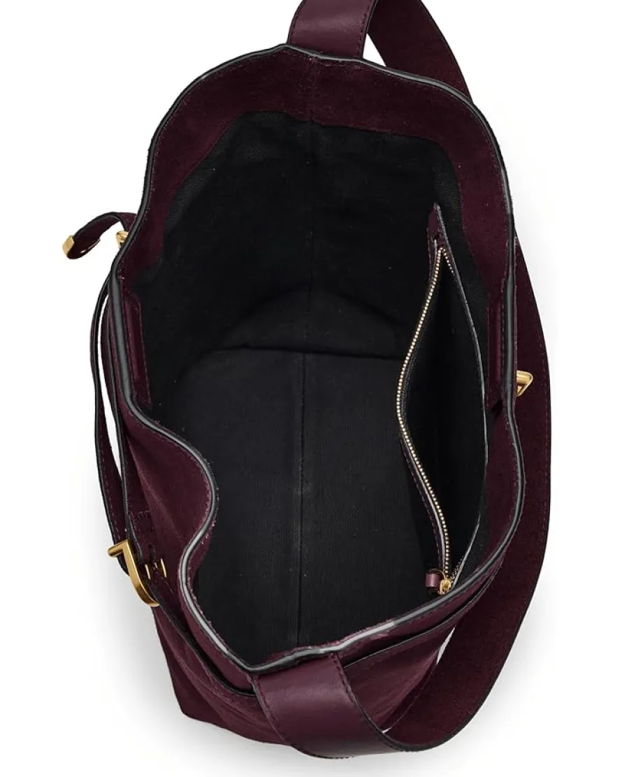 Suede Belted Essentials Bucket Tote