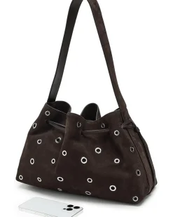 Suede Drawstring Shoulder-Eyelet