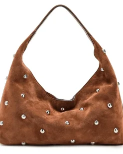 Suede Slouchy Shoulder Bag-Stud