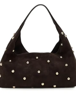 Suede Slouchy Shoulder Bag-Stud