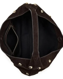Suede Slouchy Shoulder Bag-Stud