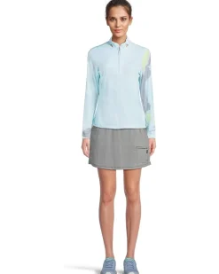 Sunsense Feathers Print Long Sleeve 1/4 Zip Sun Protection Top