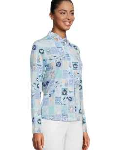Sunsense Hearts Print Long Sleeve 1/4 Zip Sun Protection Top