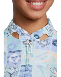 Sunsense Hearts Print Long Sleeve 1/4 Zip Sun Protection Top