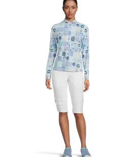 Sunsense Hearts Print Long Sleeve 1/4 Zip Sun Protection Top