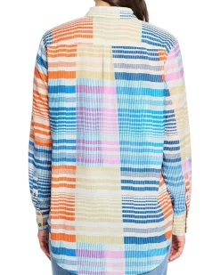 Sunset Stripe Cotton Boyfriend Shirt