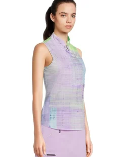 Tartan Print Sleeveless Polo