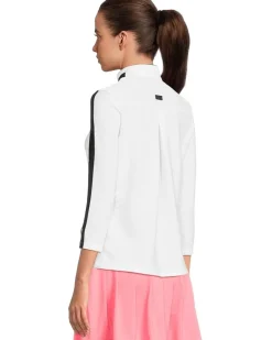 Textured Ottoman 3/4 Sleeve 1/4 Zip Top