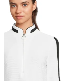 Textured Ottoman 3/4 Sleeve 1/4 Zip Top