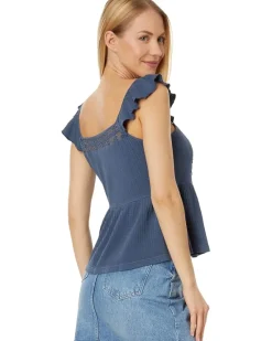 Textured Yoke Peplum Tank