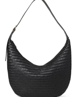 The Essential Curve Shoulder Bag in Handwoven Leather