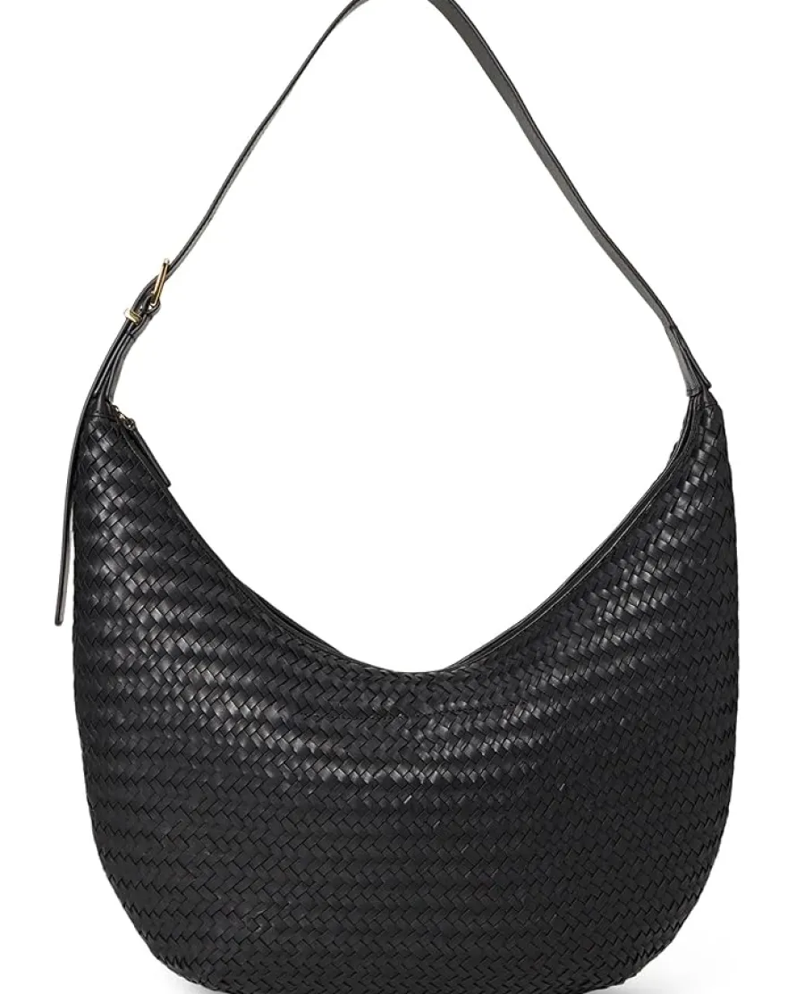 The Essential Curve Shoulder Bag in Handwoven Leather