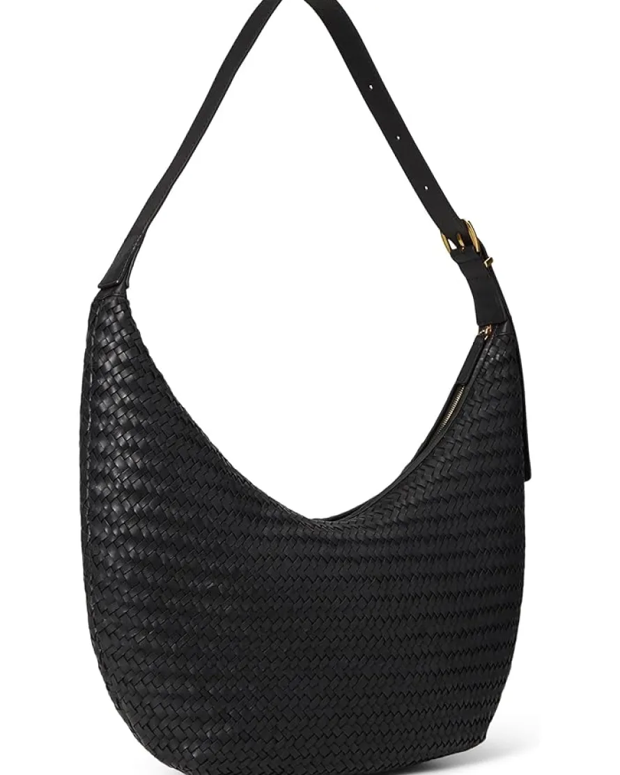 The Essential Curve Shoulder Bag in Handwoven Leather