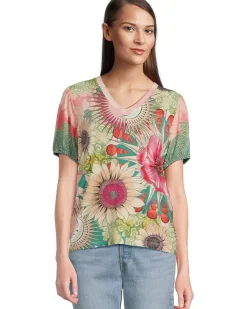 The Janie Favorite V-neck Puff Sleeve Tee- Emily