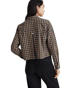 The Signature Poplin Crop Shirt in Plaid