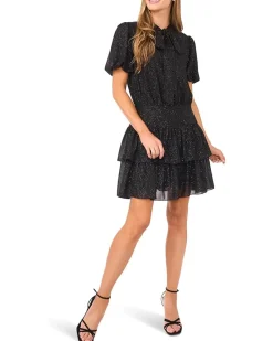Tie Neck Ruffled Tier Mini Dress