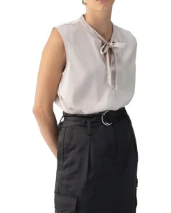 Tie Neck Satin Shell